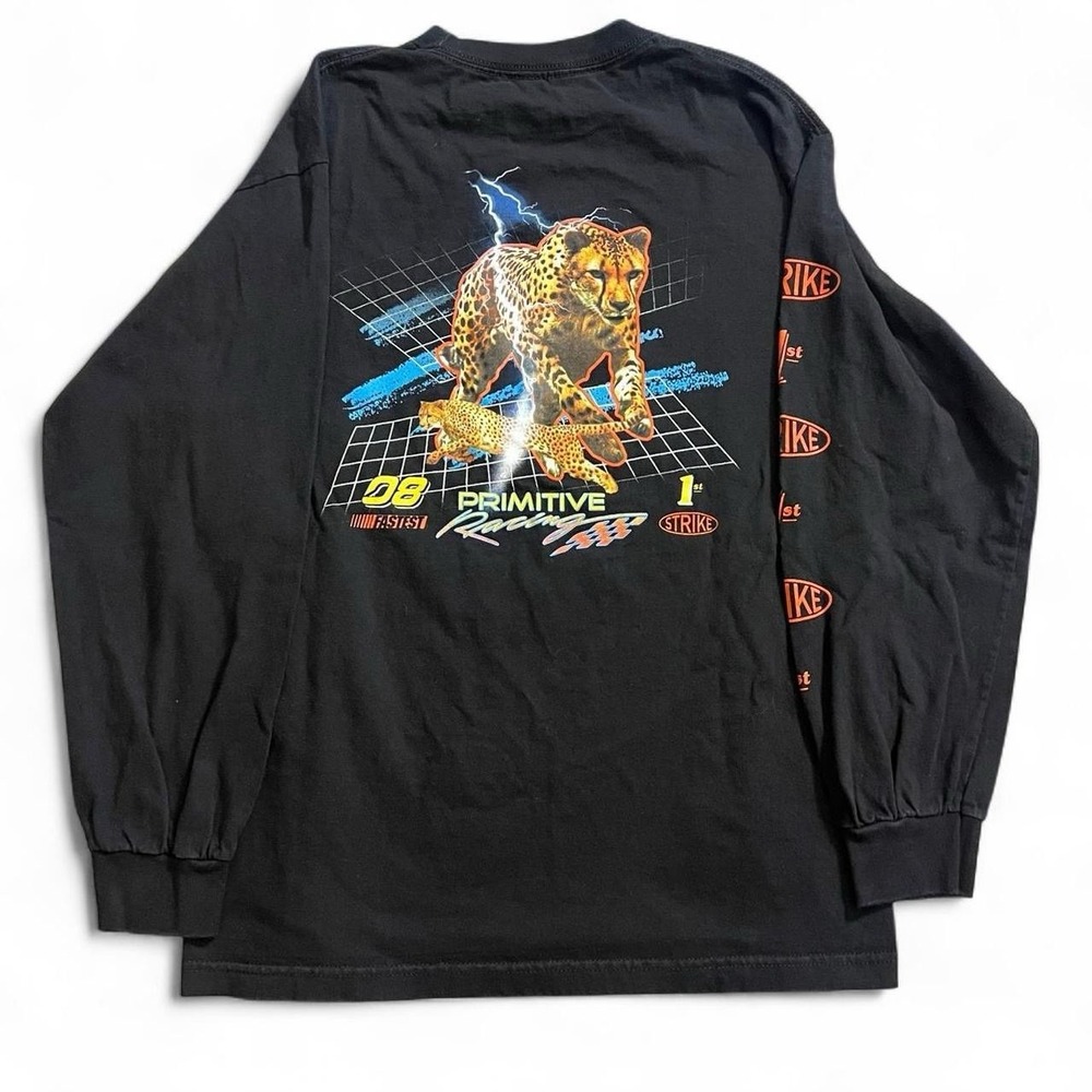 Primitive Racing Cheetah Black Long Sleeve T-Shirt Size Medium Skate Lightning